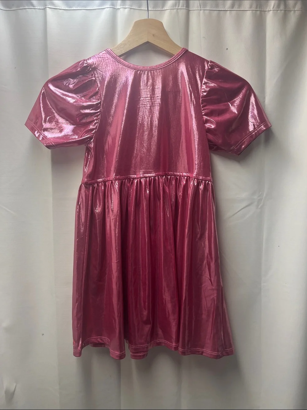 Pink Chicken Metallic Pink Shimmer Lame Steph Dress- Size 7Y - Picture 5 of 5